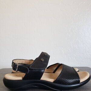 SAS Lisette Heel Strap Studded Leather Black Sandal Women's 9 Comfort Adjustable